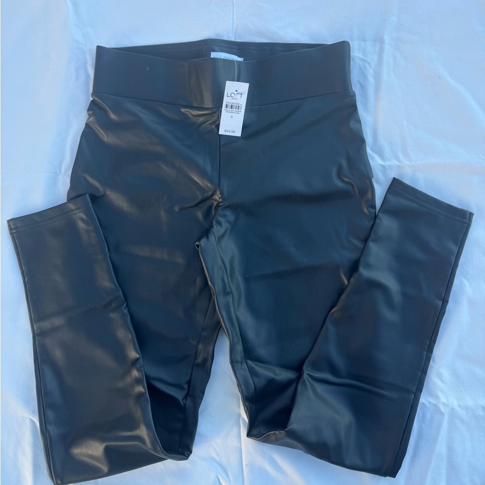 LOFT Black Faux Leather Leggings NWT